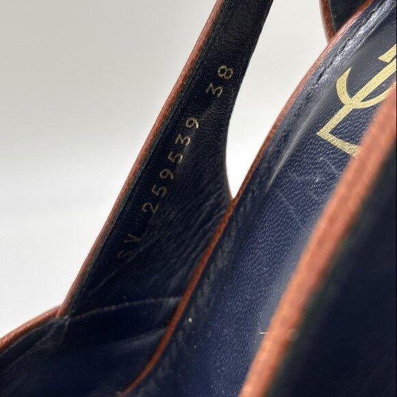 Yves Saint Laurent Navy Canvas Cork Platform Wedge Heels – Women’s Size 7 - Picture 6 of 9